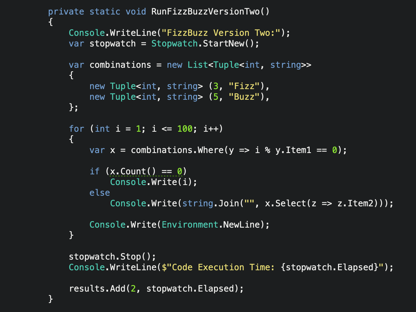FizzBuzz Version 2 in C# .Net Core