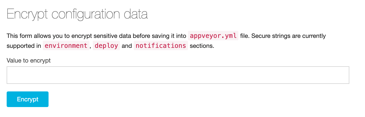 Appveyor Continuous Integration - Encrypt YAML Data