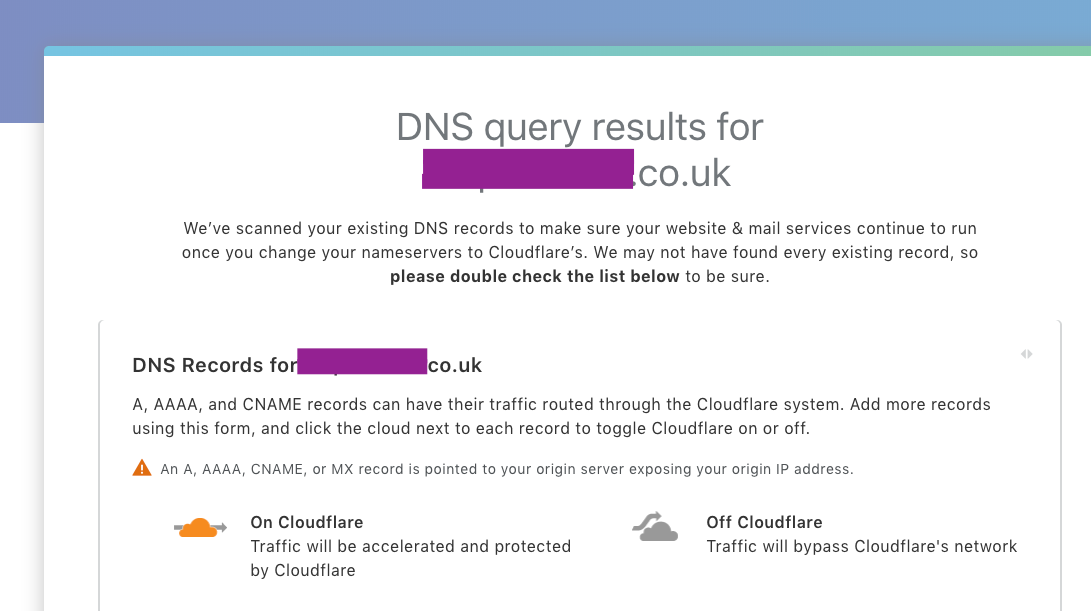 Cloudflare DNS Query Results