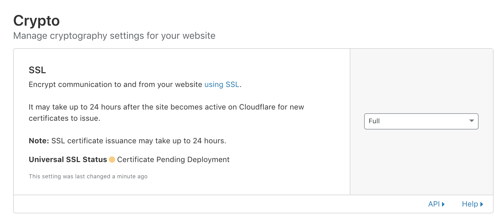 Cloudflare SSL/TLS Certificate - Pending