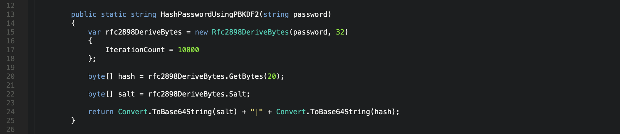 PBKDF2 Password Hash Algorithm - C# .Net Core