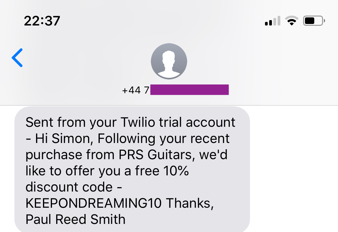 Twilio SMS Received