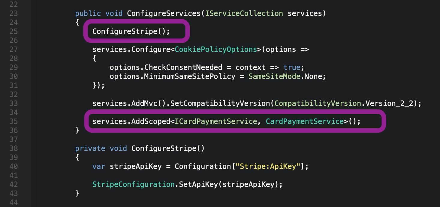 C# ASP.Net MVC Core - Stripe Configuration