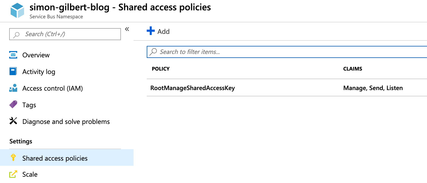 Microsoft Azure Service Bus - Shared Access Policies