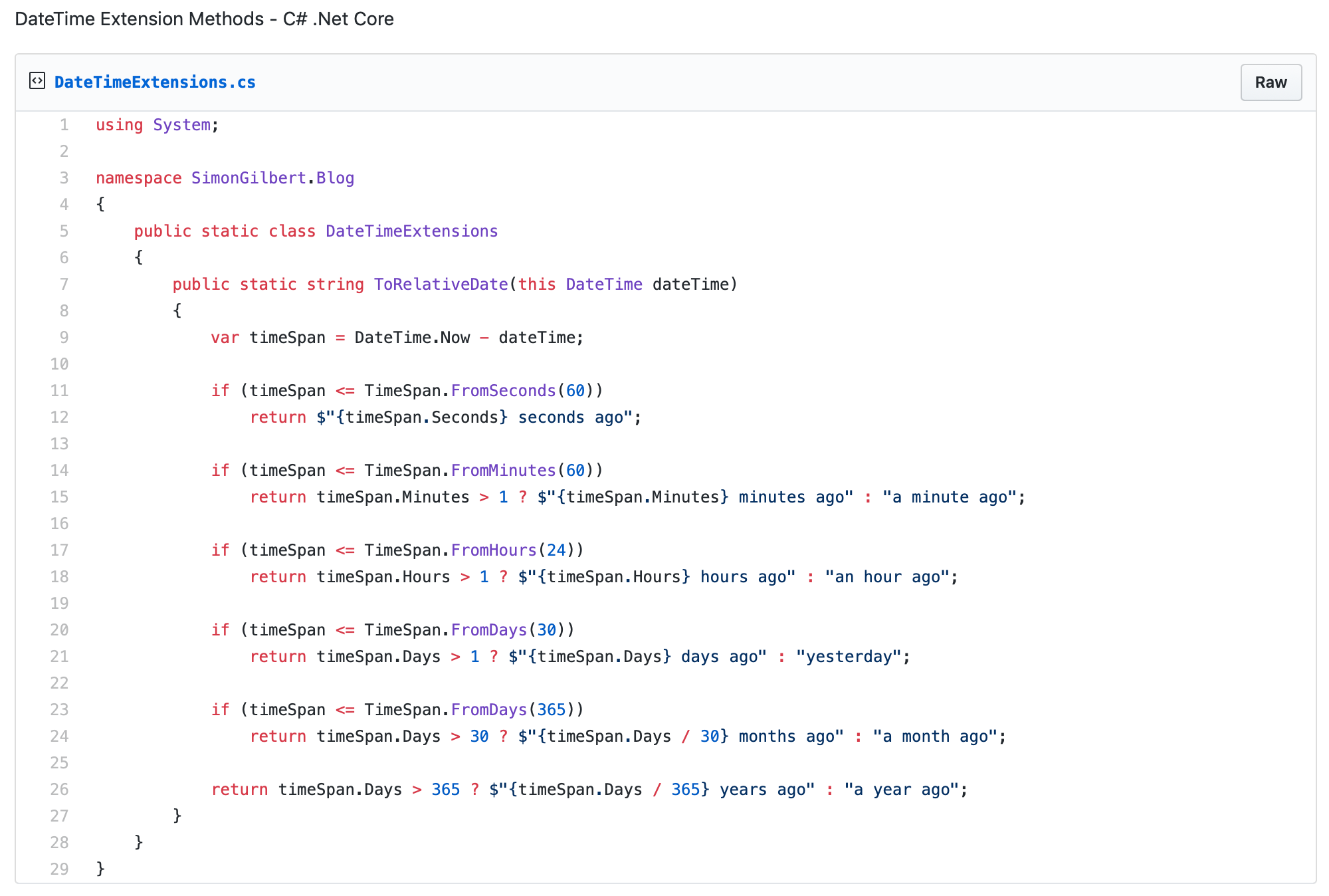Github GIST - C# .Net Core Extension Methods