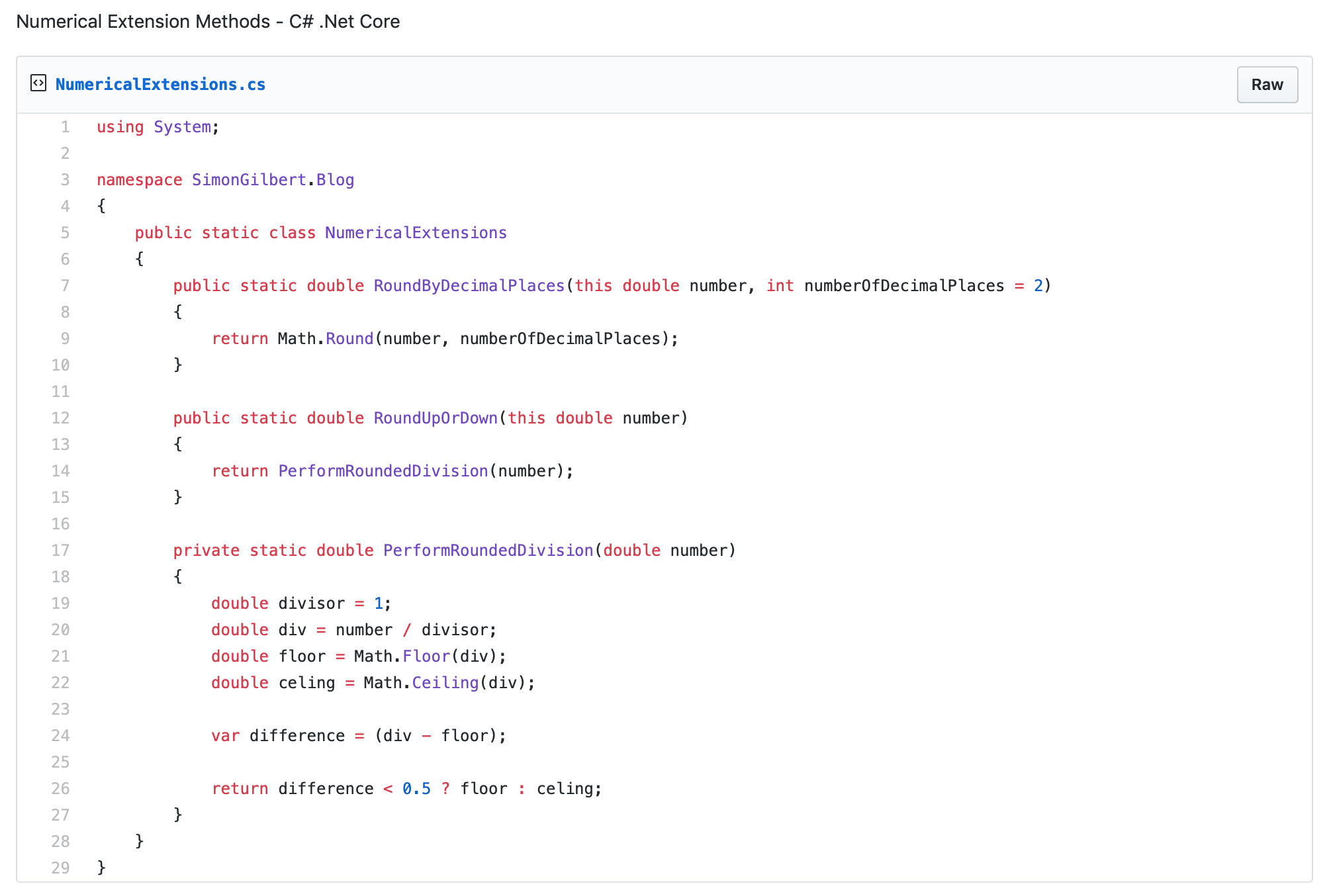 Github GIST - C# .Net Core Extension Methods