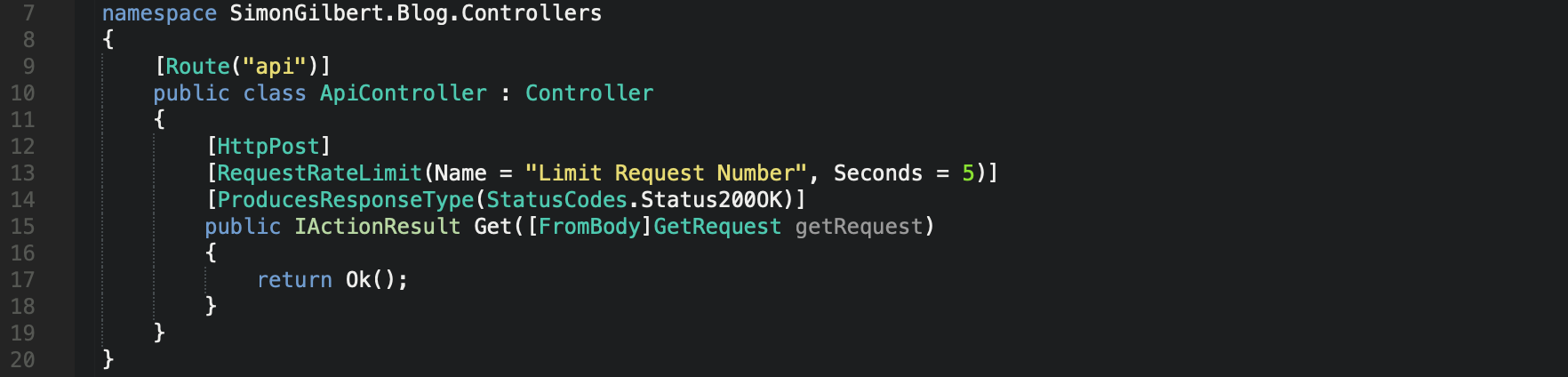 Action Filter Attribute Rate Limiting - C# ASP.Net Core Web Api