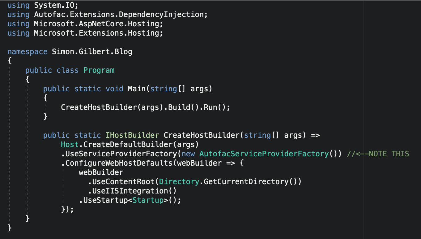Autofac Azure Storage C# ASP.Net MVC Core 3.0